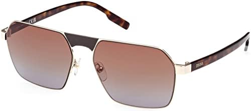 Ermenegildo Zegna Sunglasses EZ 0210 32F Shiny Pale Gold, Classic Havana, Vicuna