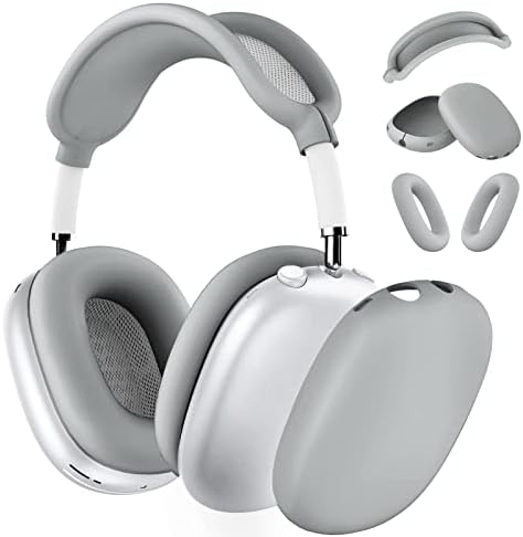 Silicone Case Cover for AirPods Max Headphones, Anti-Scratch Ear Pad Case Cover/Ear Cups Cover/Headband Cover for AirPods Max, Accessories Soft Silicone Skin Protector for Apple AirPods Max (Gray)