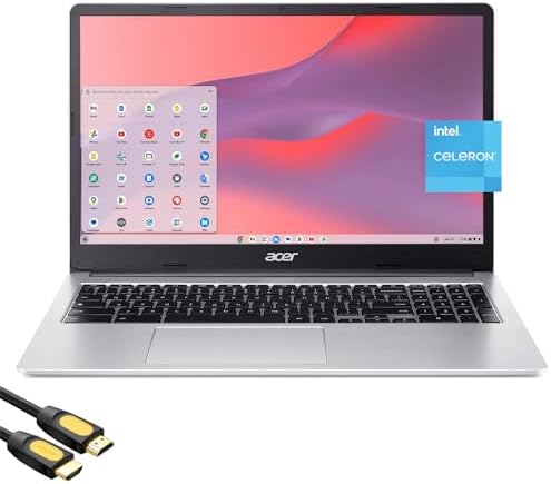 acer Chromebook 315 for Students & Business, 15.6" FHD Display, Intel Celeron N4500 (Up to 2.8 GHz), 4GB RAM, 64GB eMMC, Webcam, Long Battery Life, Keypad, WiFi 6, USB-C, SPS HDMI, Chrome OS, Silver