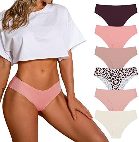 SHARICCA Women Seamless Cheeky Bikini No Show Panties Ladies Invisible Breathable Briefs Soft Stretch Underwear Multi Pack