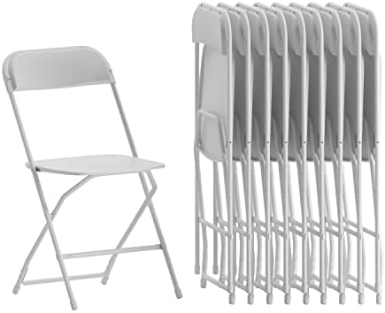 Flash Furniture Hercules Series Plastic Folding Chair - White - 10 Pack 650LB Weight Capacity Comfortable Event Chair-Lightweight Folding Chair