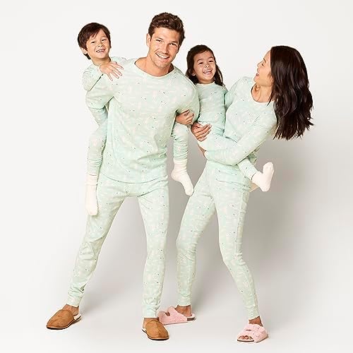 Amazon Essentials Men's Knit Pajama Set, Mint Green Forest Animals, 3X-Large Big