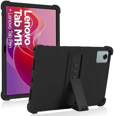 ATOOZ for Lenovo Tab M11 Case 11 Inch 2023,Soft Silicone Kids Case for Lenovo Tab M11 Tablet (TB330FU) Lenovo Xiaoxin Pad 2024 TB331FC with Stand - Black
