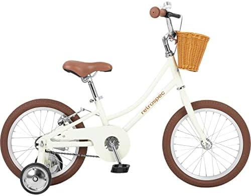 Retrospec Beaumont Mini 16 Inch Kids Bike for 4-6 Year-olds with Cushioning Tires, V-Brakes, Training Wheels, Basket and Bell for Boys and Girls Childrens Bicycle