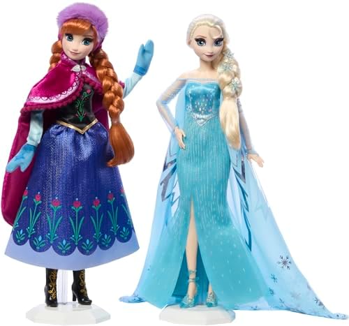 Mattel Disney Frozen Anna and Elsa Collector Dolls to Celebrate Disney 100 Years of Wonder, Inspired by Disney Frozen Movie, For Kids and Collectors