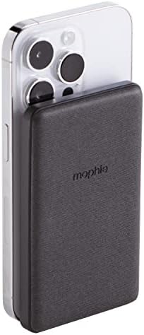 mophie Snap+ Juice Pack Mini - Wireless Portable Magnetic Charger with 5000 mAh Internal Battery, Compatible with MagSafe & Qi-Enabled Smartphones, Works with Apple, Samsung, and Google Phones, Black