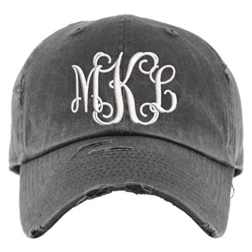 Women's Monogram Hat | Distressed Cap | High Ponytail Option | Baseball or Trucker Hat | Woman Monogrammed Hat