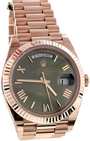 Rolex Day-Date 40mm 18k Everose Gold Olive Green Dial Men's Watch 228235