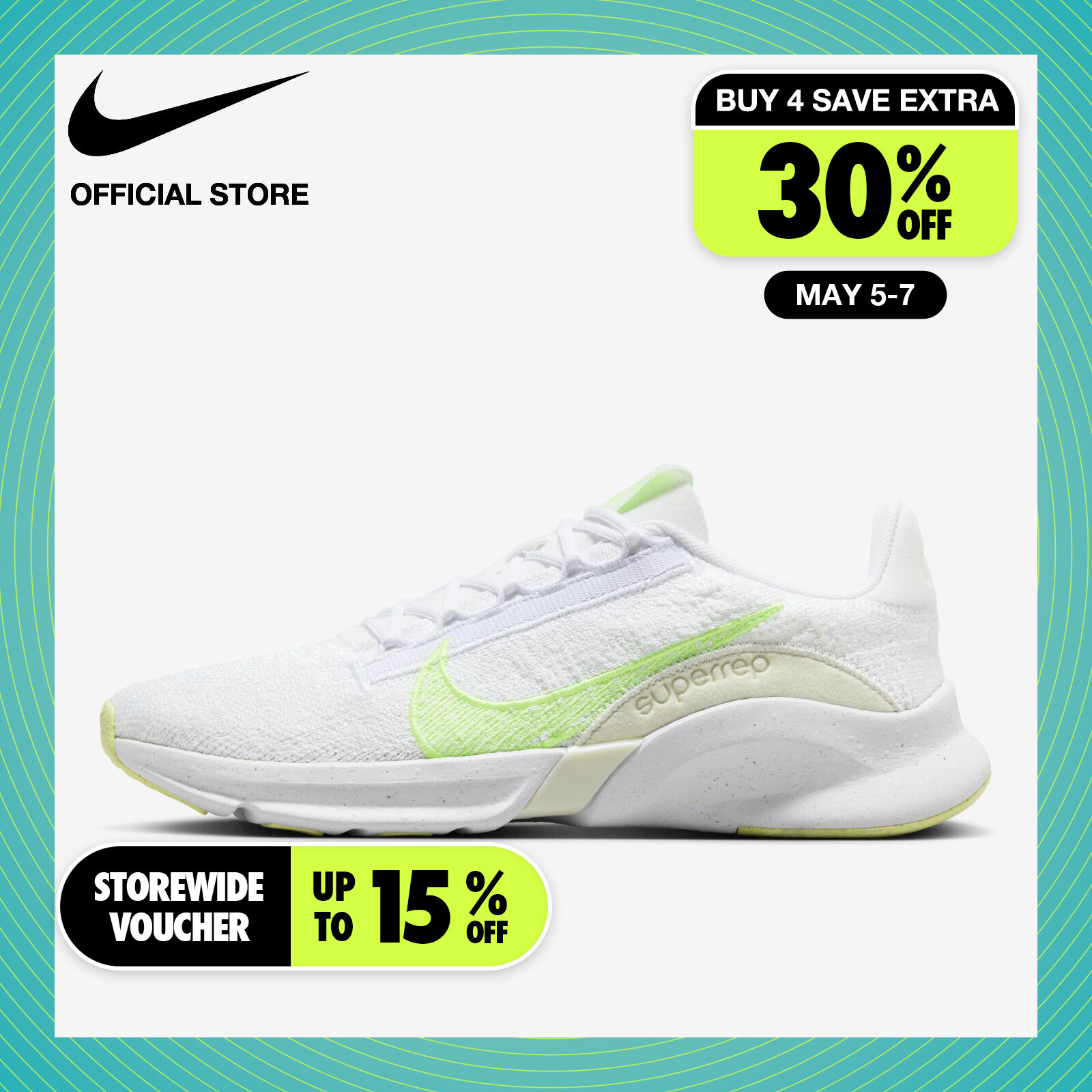 Nike Women's SuperRep Go 3 FlyKnit Next Nature Workout Shoes - White