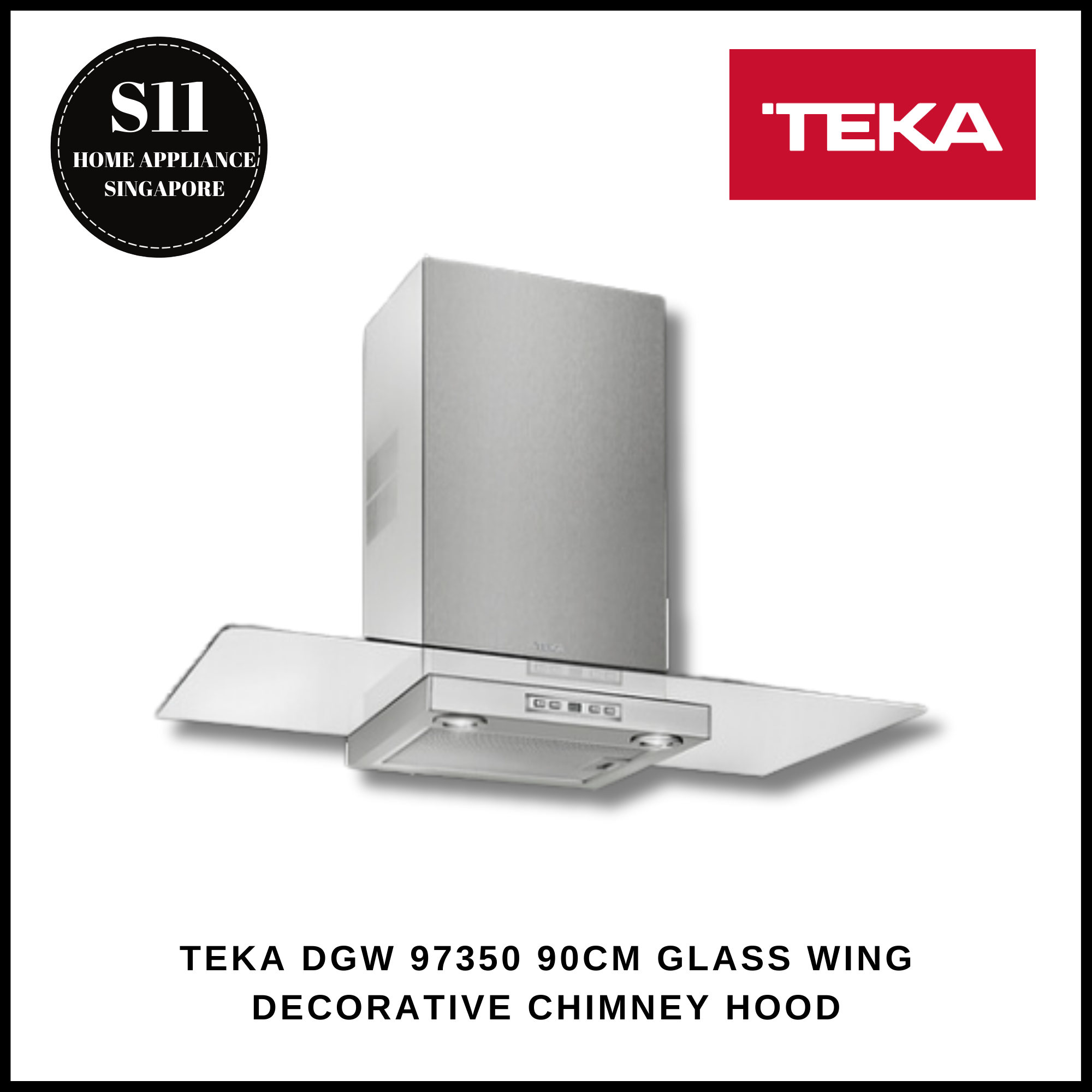 TEKA DGW 97350 90CM GLASS WING DECORATIVE CHIMNEY HOOD + 2 YEARS WARRANTY
