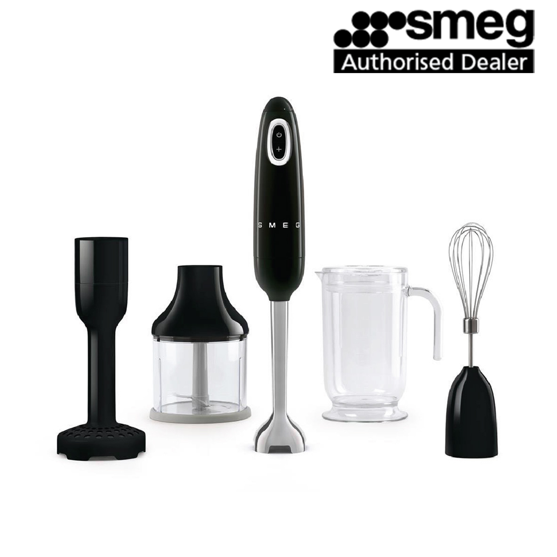 Smeg 700W 50's Retro Style Aesthetic Single Hand Blender HBF02 (Black)