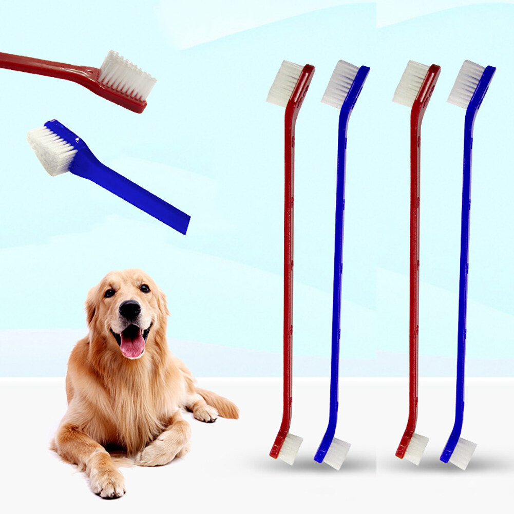 2Pcs Pet Toothbrush Double-end Dental Oral Teeth Cleaning Care Soft Brush for Dogs Cats Puppy Kitten