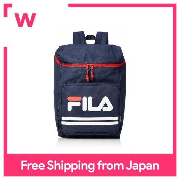 [Fila] Backpack Large Capacity Square Casual a4 Size Schoolbag Commuter Travel Bag Brand Lightweight FM2007 Navy