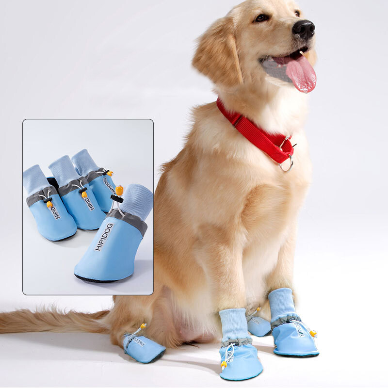 DY Loving Pet Outdoor Supplies Strappable Anti-slip Large Dog Poodle Boots Waterproof Breathable Labrador Big Dog Rain Shoes for Pets 9-50kgs