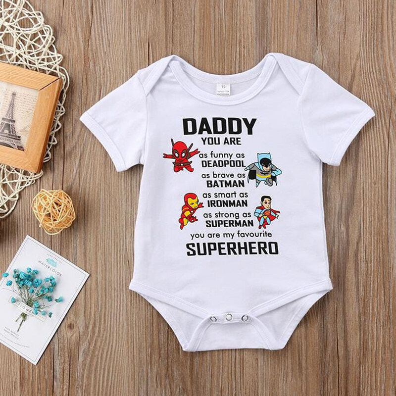 Daddy, You're My Favorite Superhero Baby Clothes Boys Girls New Born Bodysuits Cool Toddler Infant Onesie Fathers Day Gift