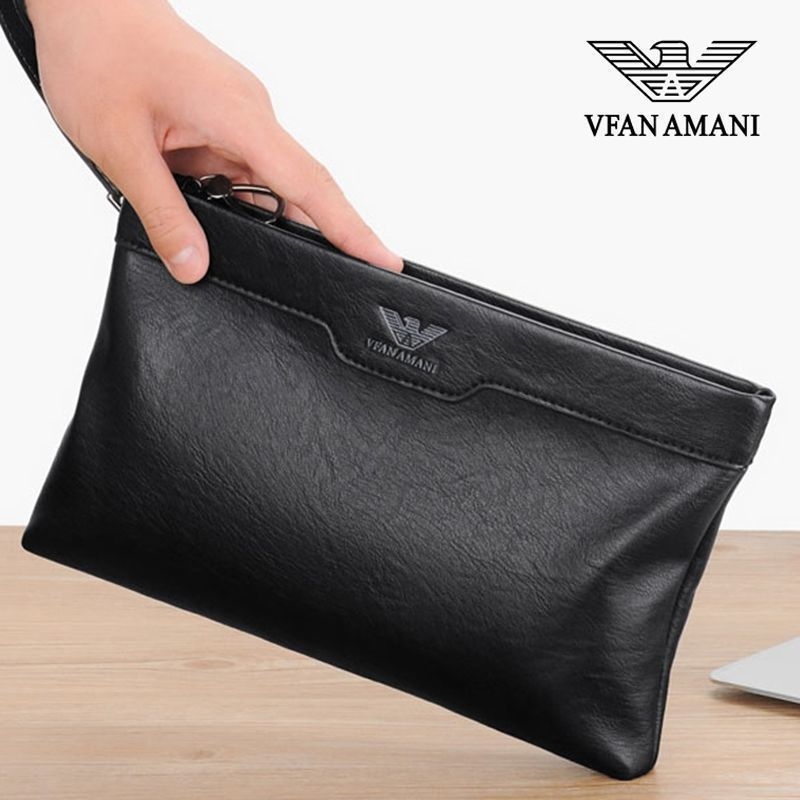 Victorian Armani Men's Genuine Leather Clutch Bag Business Casual Soft Cowhide Trendy Fashion Envelope