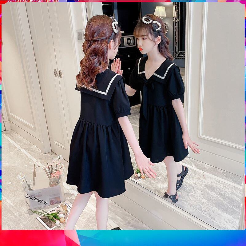 Cunjin Girls Summer Dress 2023 New Children's Clothes Western Fashion Navy Collar Princess Skirt Skirt College Summer 2-13yrs Old